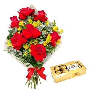 Bouquet 7 rosas Colombianas + Ferrero Rocher