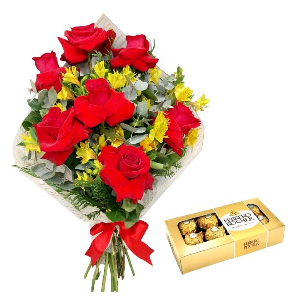 Bouquet 7 rosas Colombianas + Ferrero Rocher
