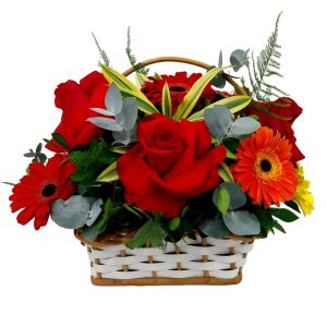 Cesta de Rosas Colombianas com Gerberas