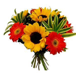 Bouquer compacto gerberas com Girassol