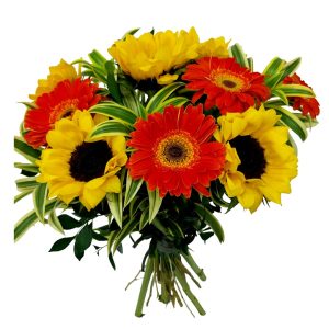 Bouquer compacto gerberas com Girassol