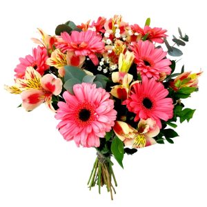 Bouquet de Gerberas Rosas com astromelia