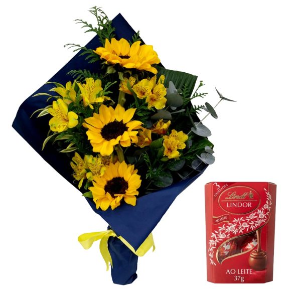 Bouquet Estalmado de Girassol com astromelia