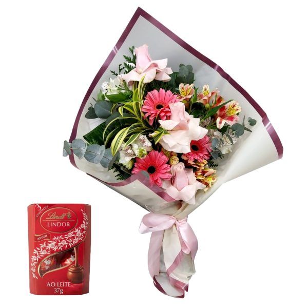 Bouquet de Rosas Colombianas com Gerberas Rosas