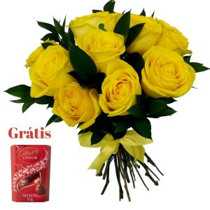 Bouquet compacto 12 Rosas com Lindt Gratis