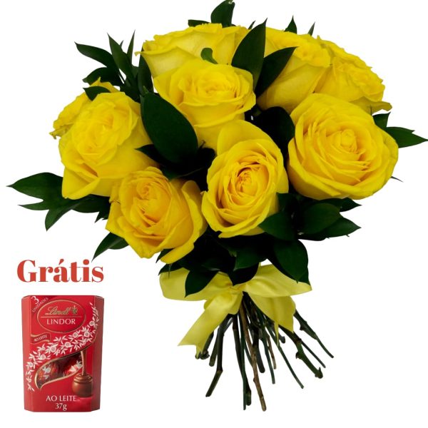 Bouquet compacto 12 Rosas com Lindt Gratis
