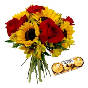 Bouquet  5 Girassois 4 Rosas + Ferreiro