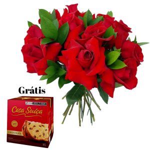 Promoção de Natal 12 Rosas Colombianas + Panettone
