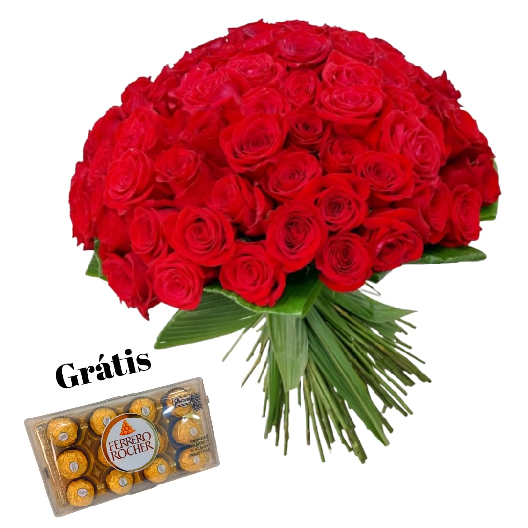 Bouquet com 50 Rosas Colombianas sem folhagem