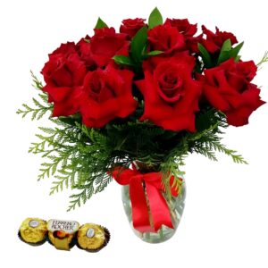 Arranjo 12 Rosas Colombianas B Vidro