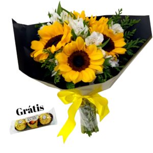 Bouquet 4 Girassois com astromelia