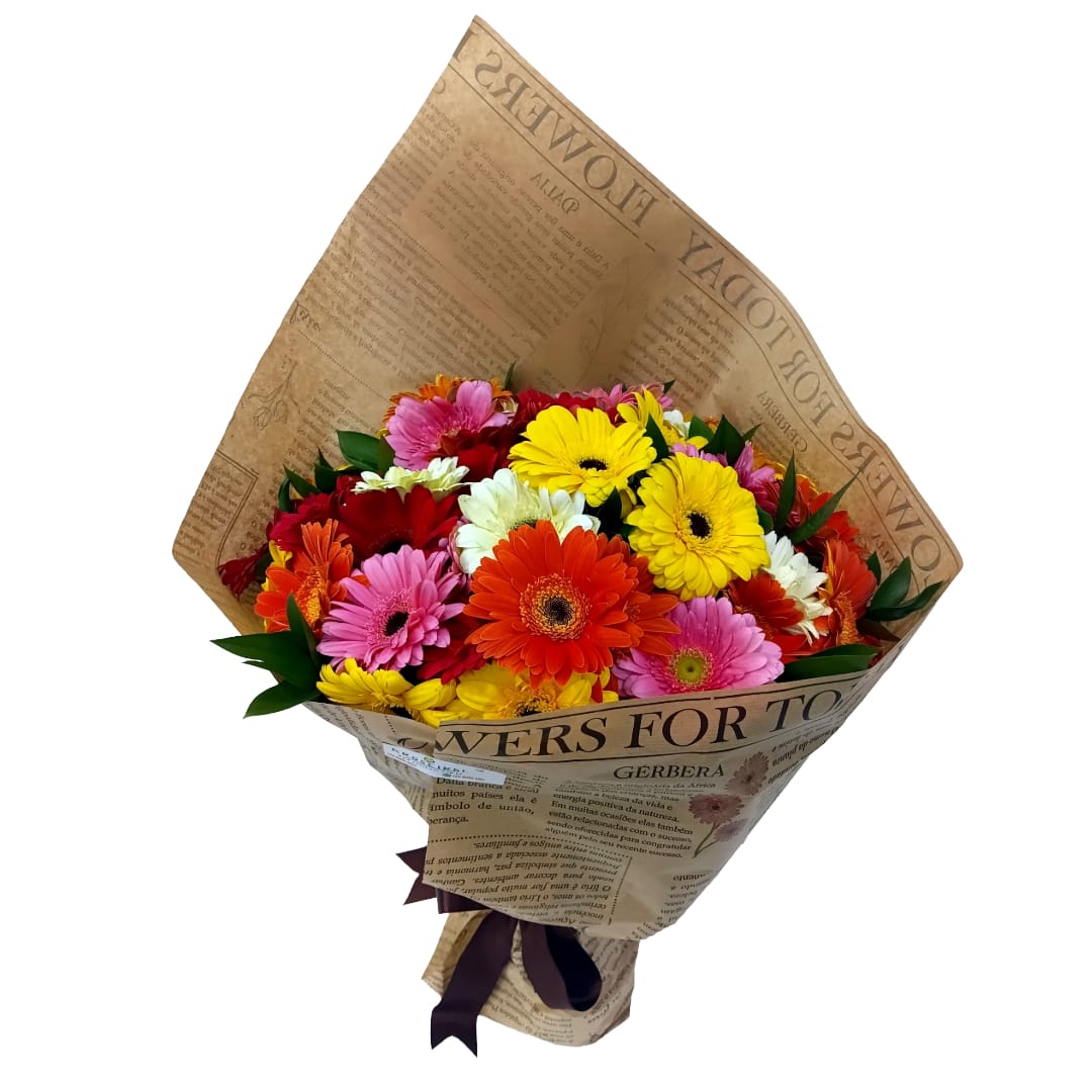 Bouquet com 4 Dzs de Gerberas coloridas