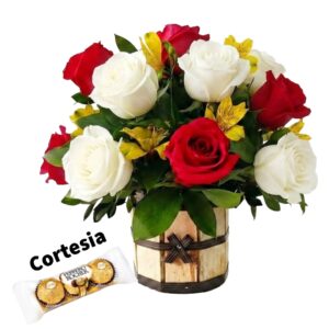 Cesta Alma Gemêa com Rosas Colombianas