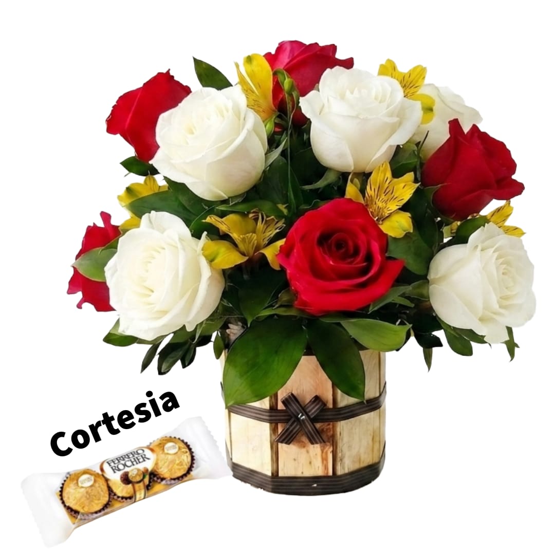 Cesta Alma Gemêa com Rosas Colombianas