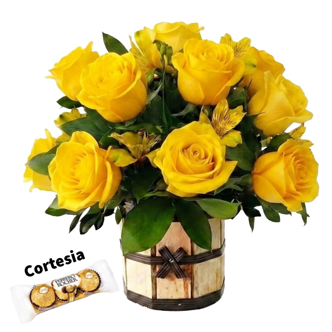 Cesta Amizade com Rosas Colombianas