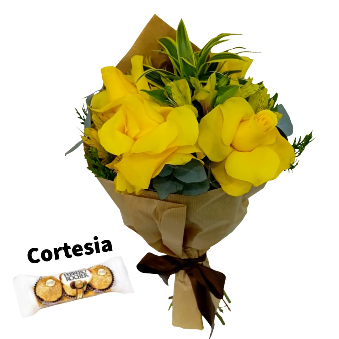 Bouquet 4 Rosas Colombianas + Ferrero de Cortesia